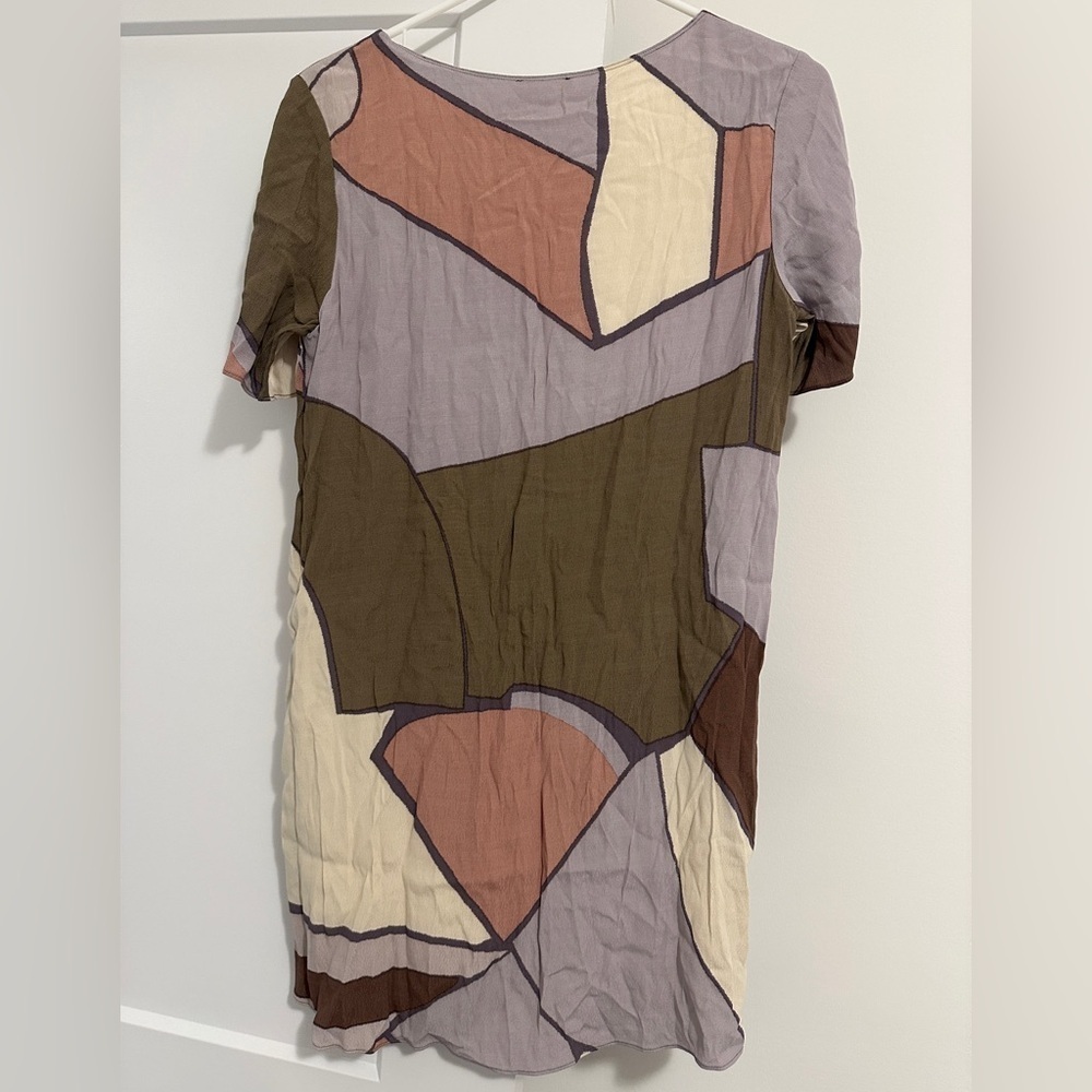 Aritzia Wilfred Tiegan Desert Abstract Print Short Sleeve Shift Dress Size Small - Picture 7 of 12